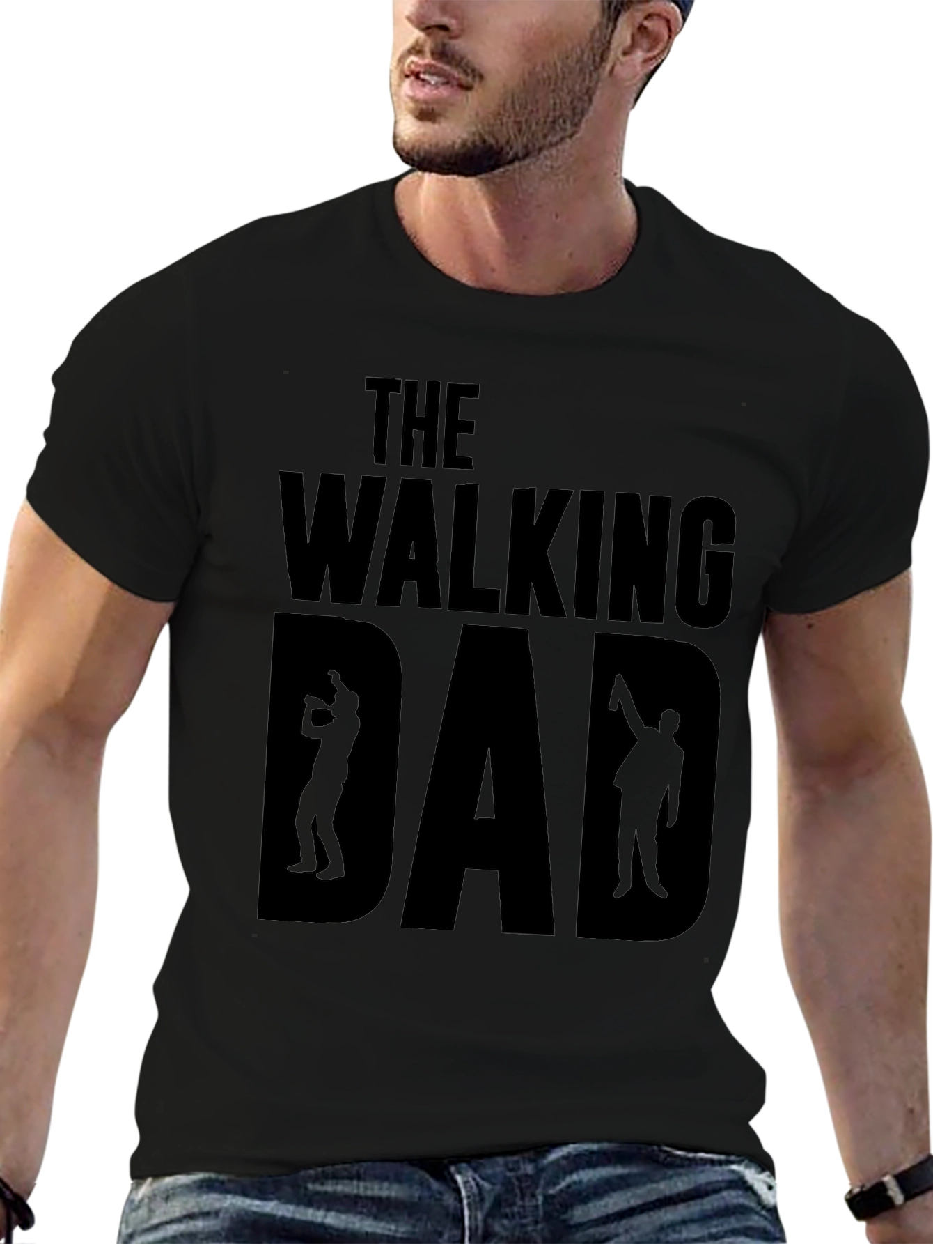 The Walking Dad Black Graphic T-Shirt