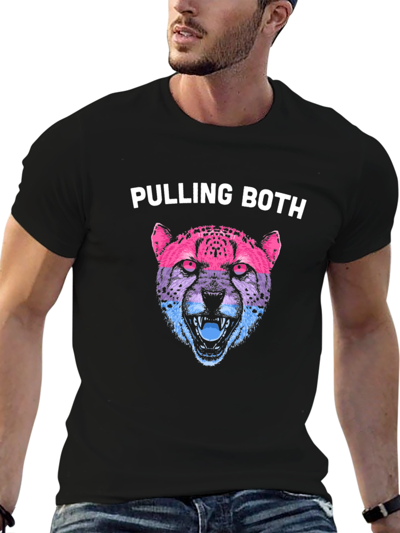 Pulling Both Cheetah Graphic Tee