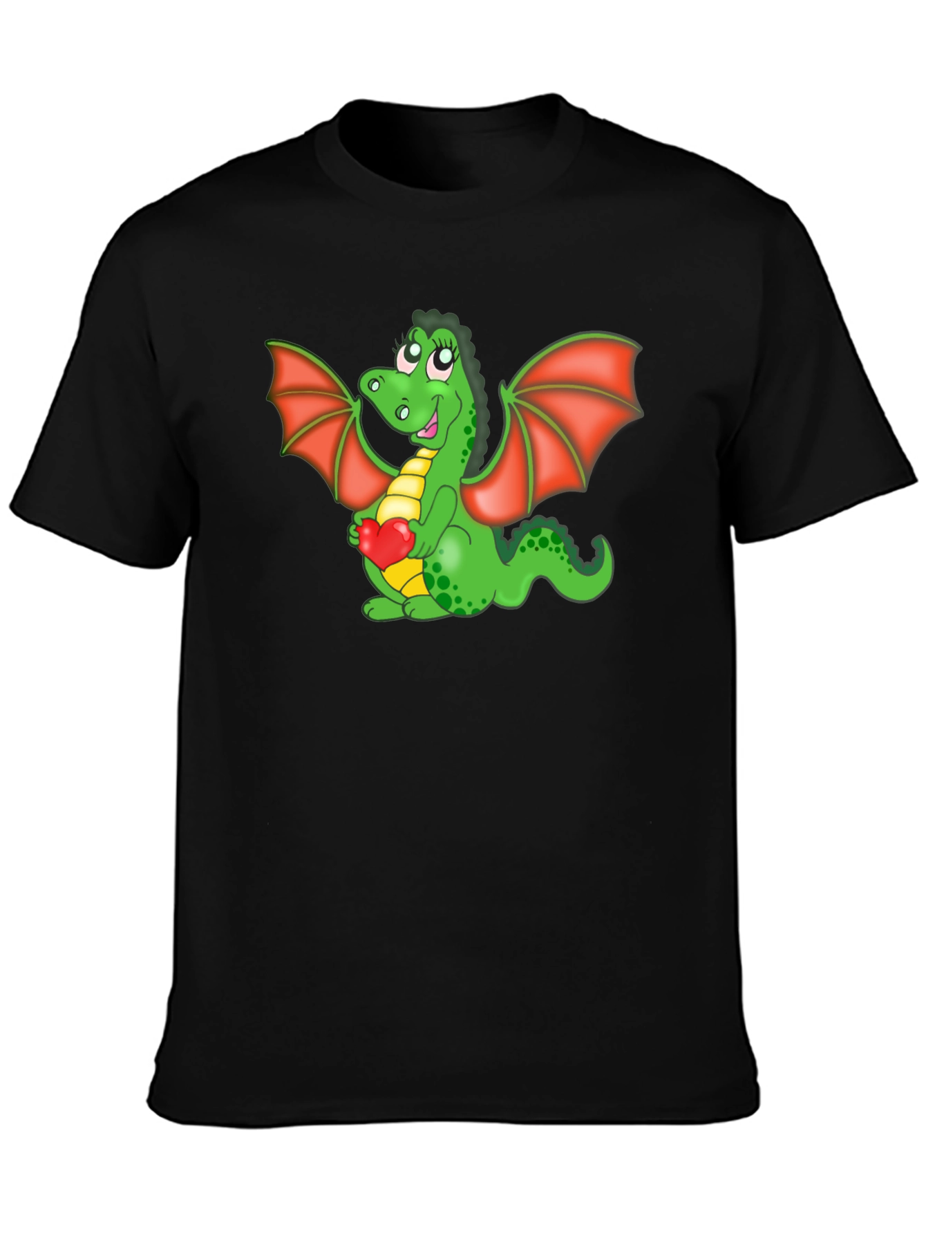 Cute Dragon Holding Heart Graphic T-Shirt