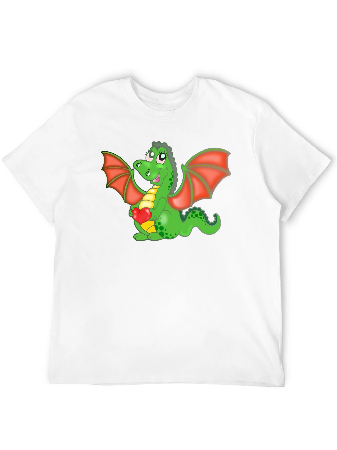 Cute Dragon Holding Heart Graphic T-Shirt