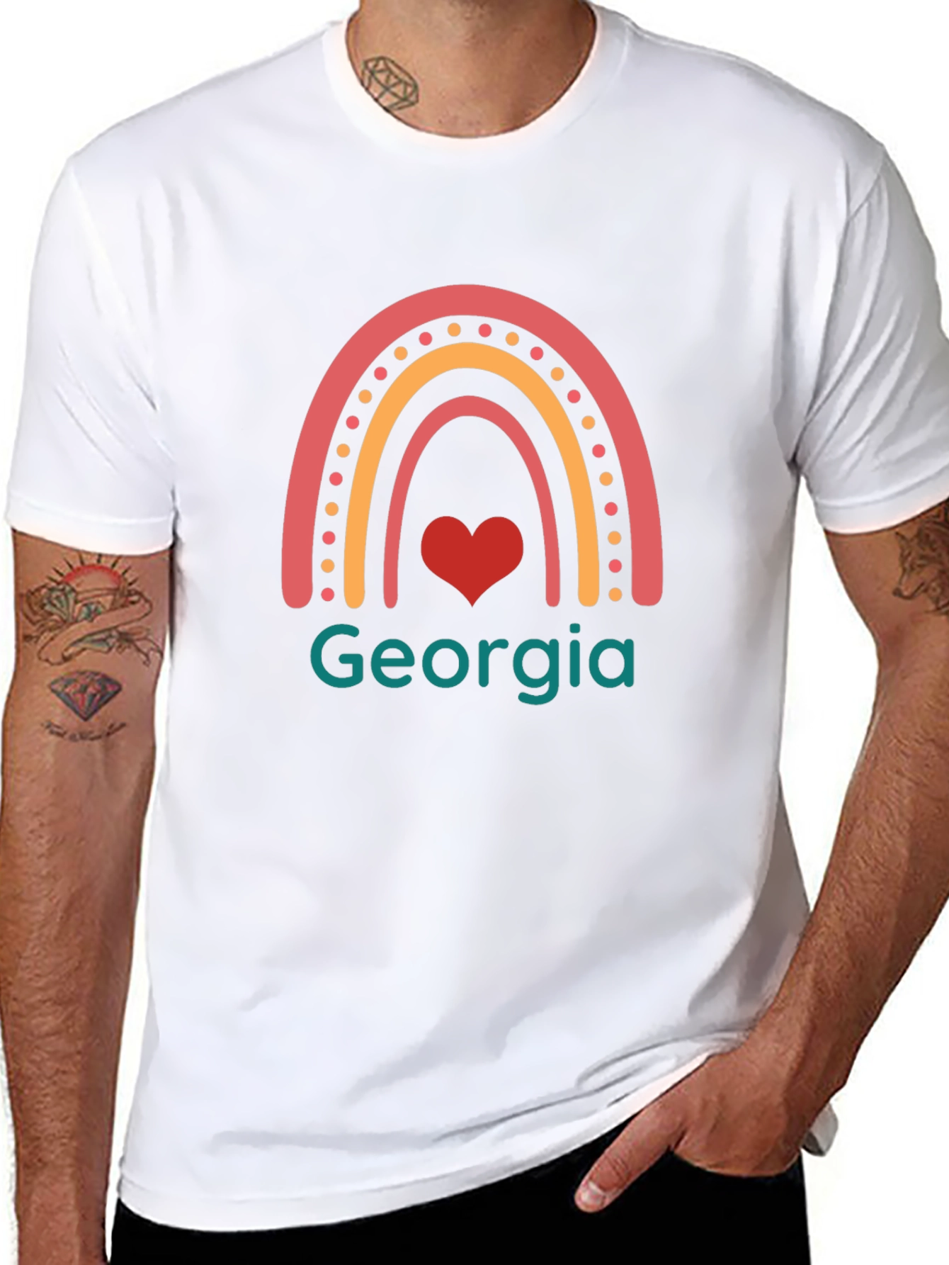 Georgia Rainbow Heart Black T-Shirt