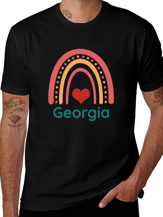 Georgia Rainbow Heart Black T-Shirt