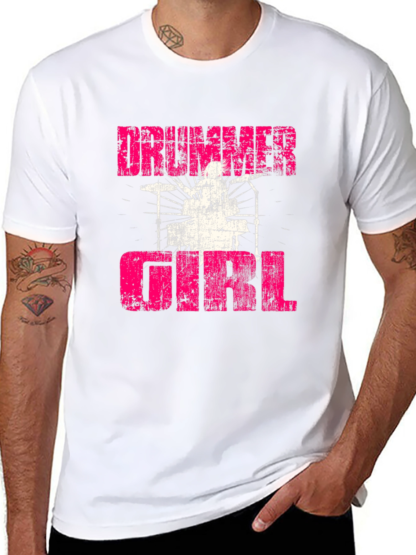 Drummer Girl Graphic Tee - Music Lover T-Shirt
