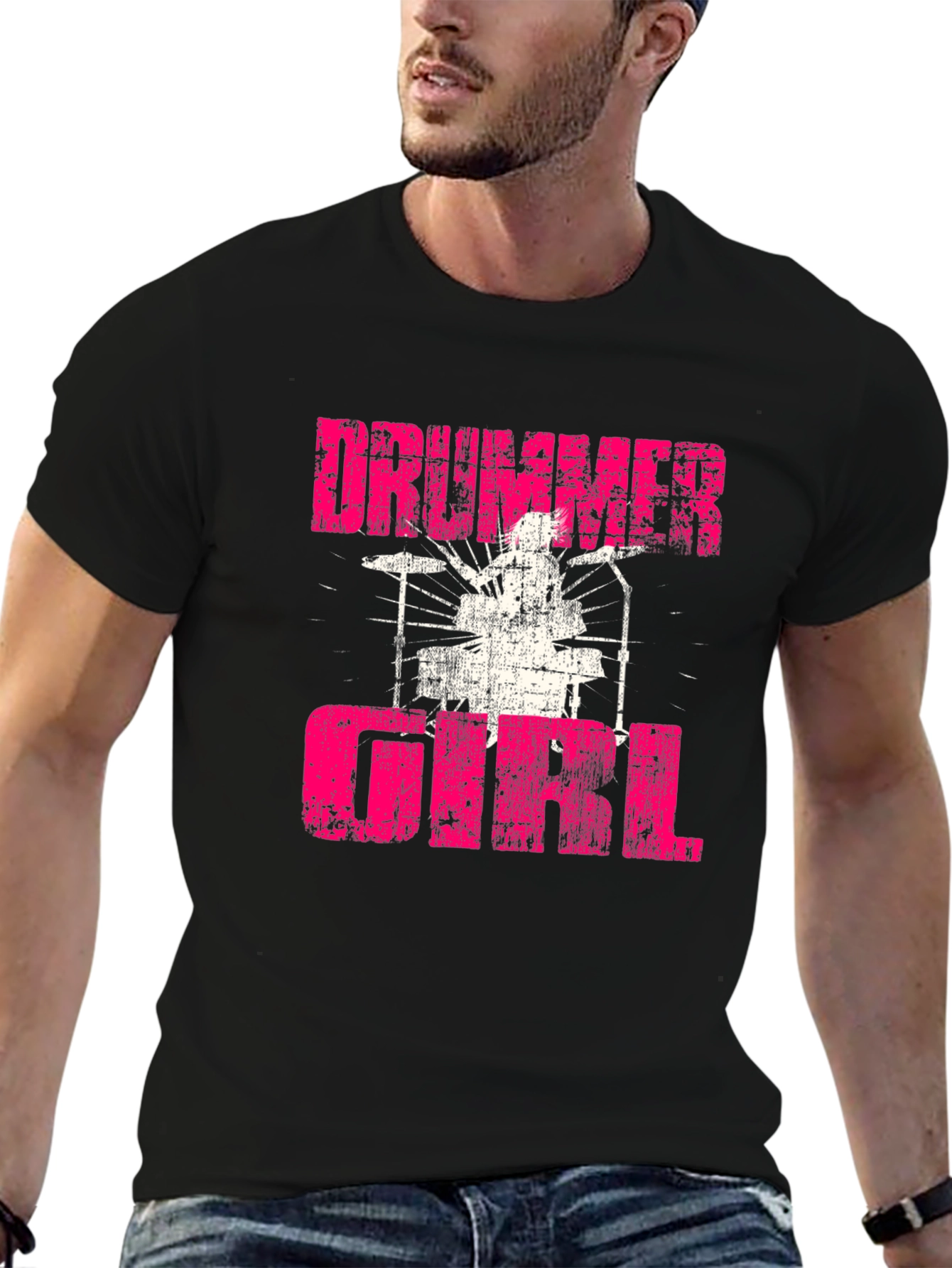 Drummer Girl Graphic Tee - Music Lover T-Shirt