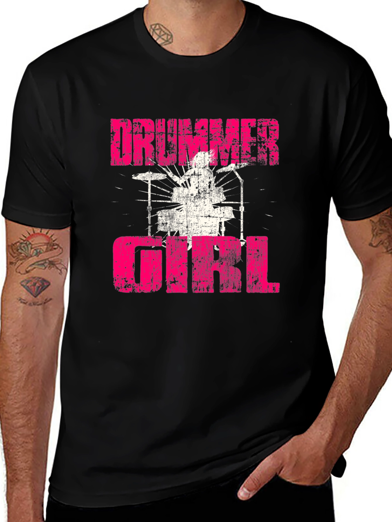 Drummer Girl Graphic Tee - Music Lover T-Shirt