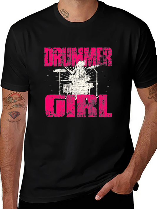 Drummer Girl Graphic Tee - Music Lover T-Shirt