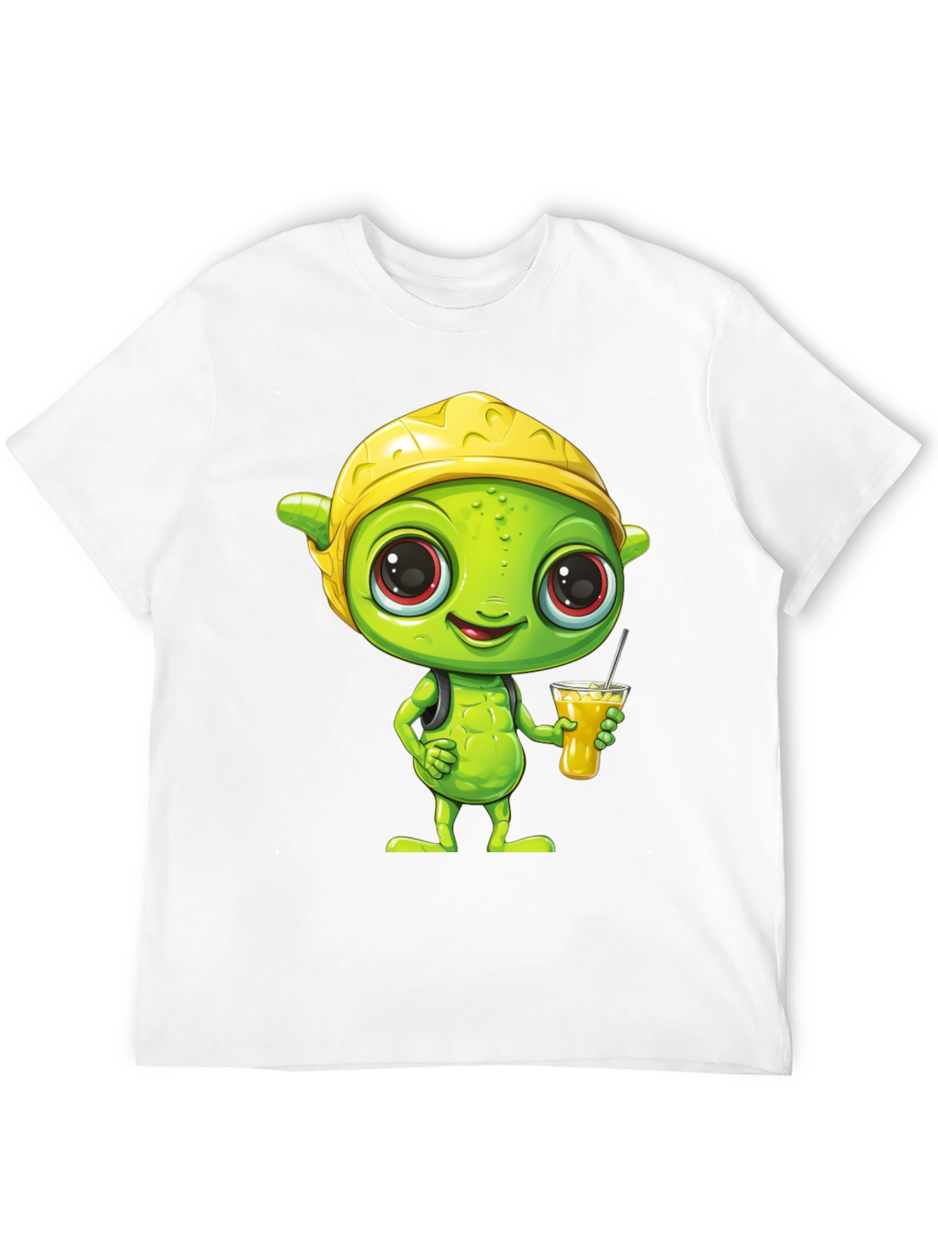 Cartoon Alien T-Shirt - Black Crew Neck Tee