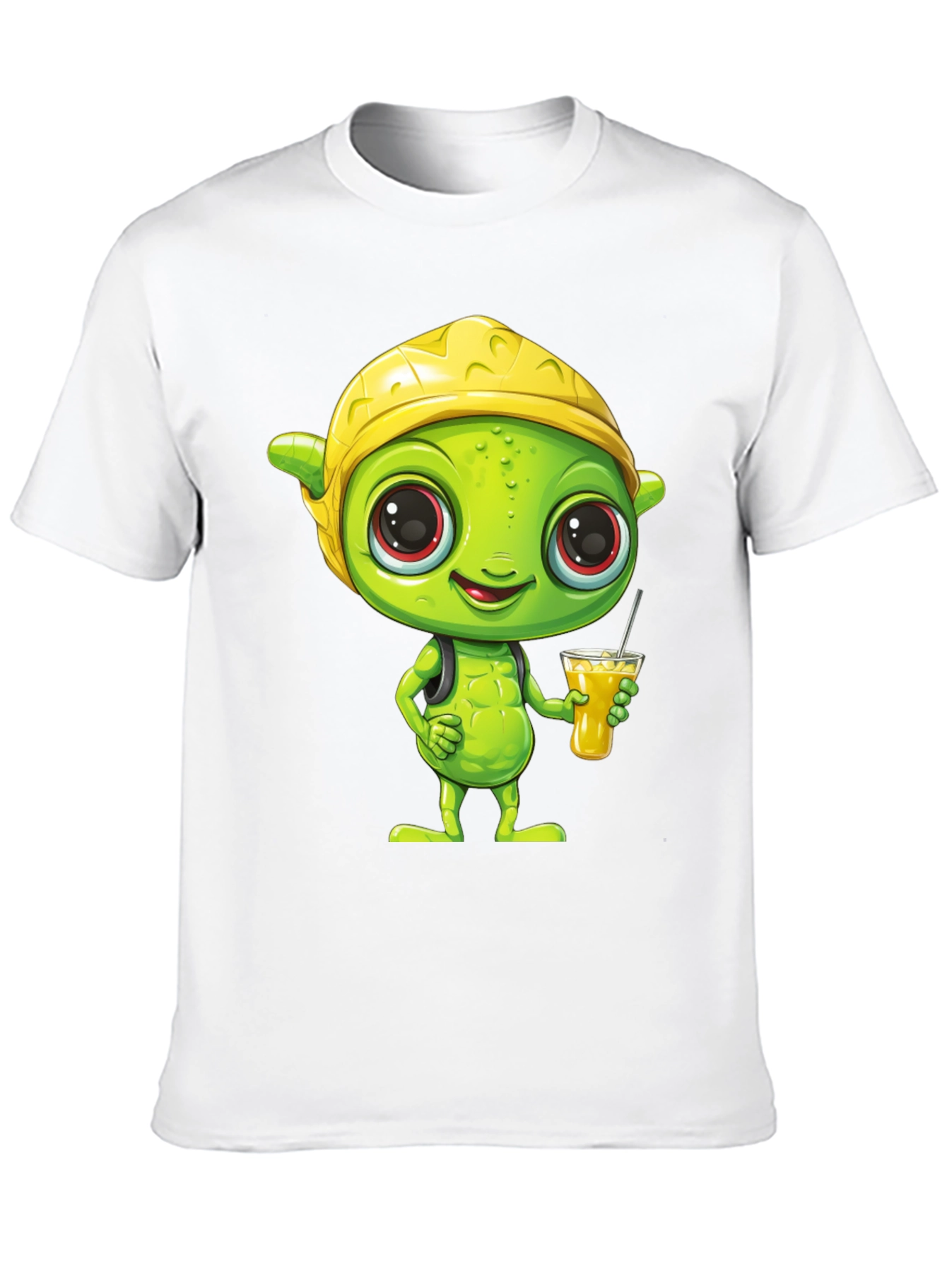 Cartoon Alien T-Shirt - Black Crew Neck Tee