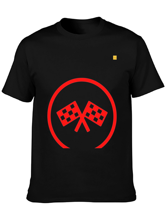 Checkered Flag Graphic Tee - Black Casual Shirt