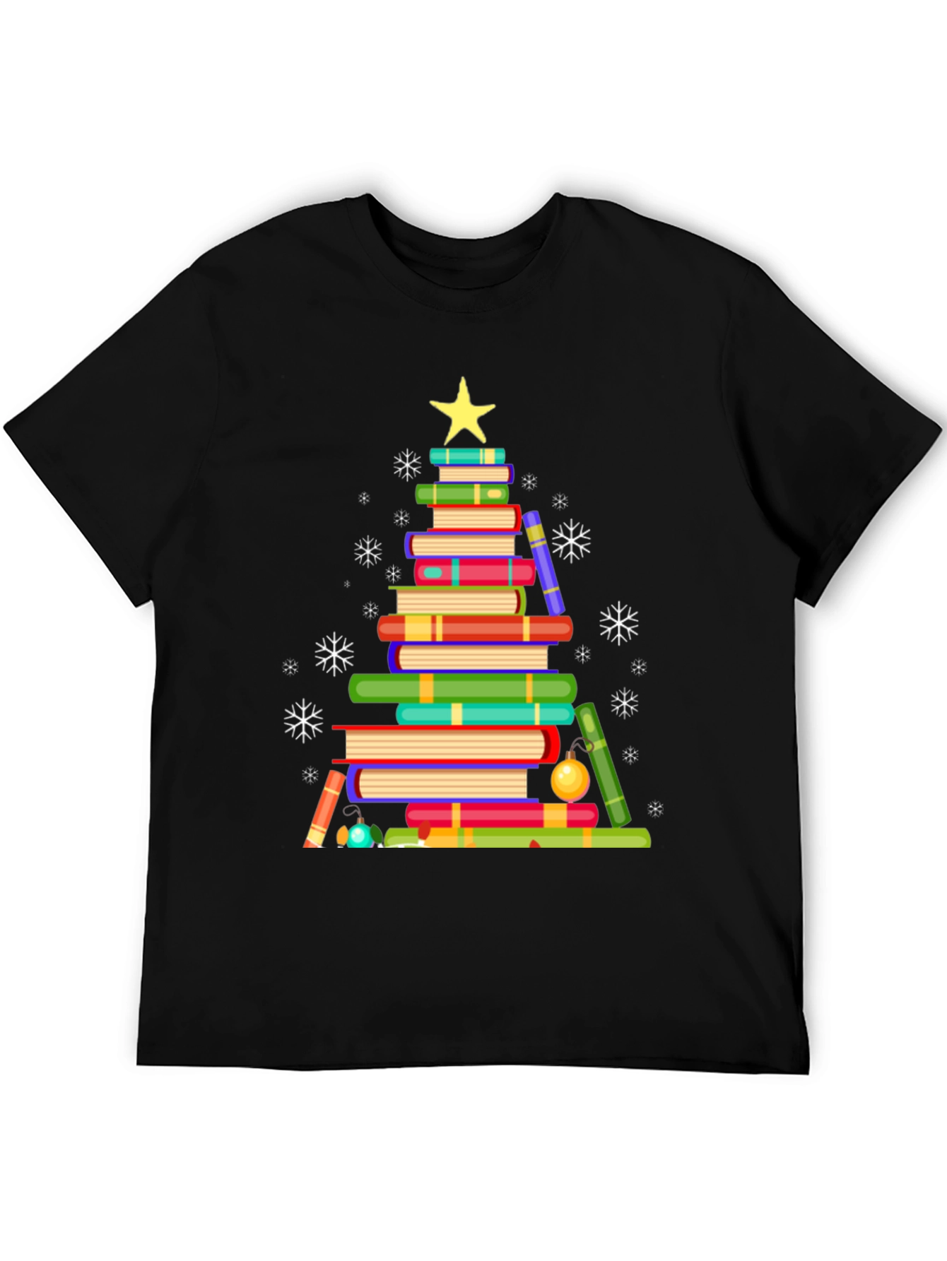 Book Christmas Tree Graphic T-Shirt