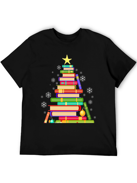 Book Christmas Tree Graphic T-Shirt