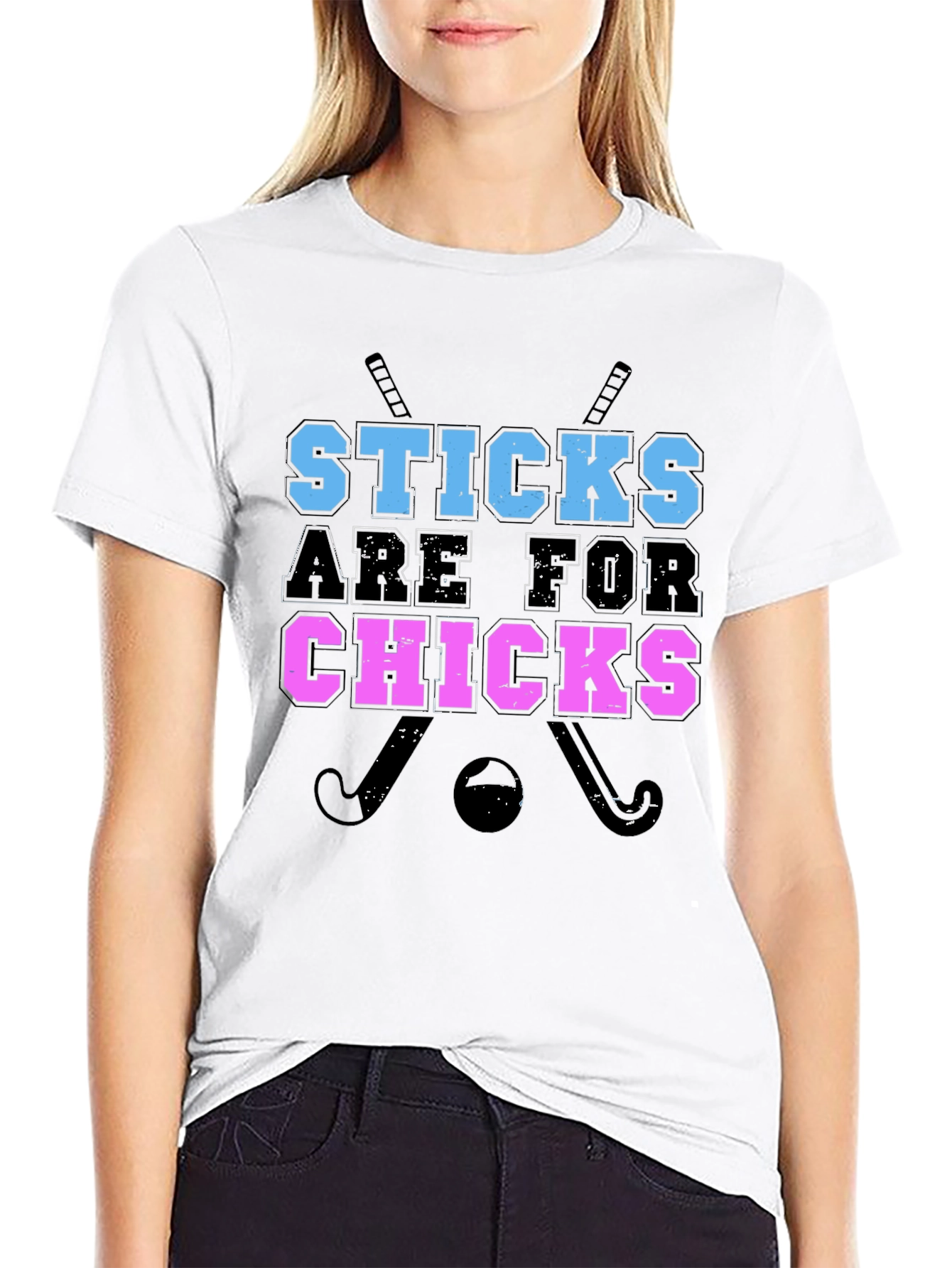 Sticks Are For Chicks Graphic Tee - Black