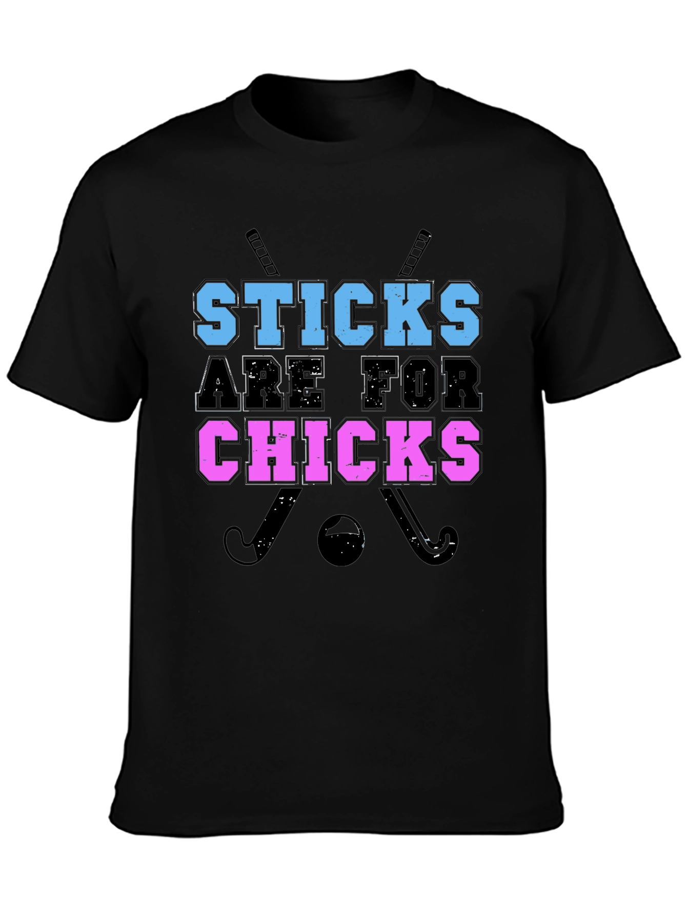 Sticks Are For Chicks Graphic Tee - Black