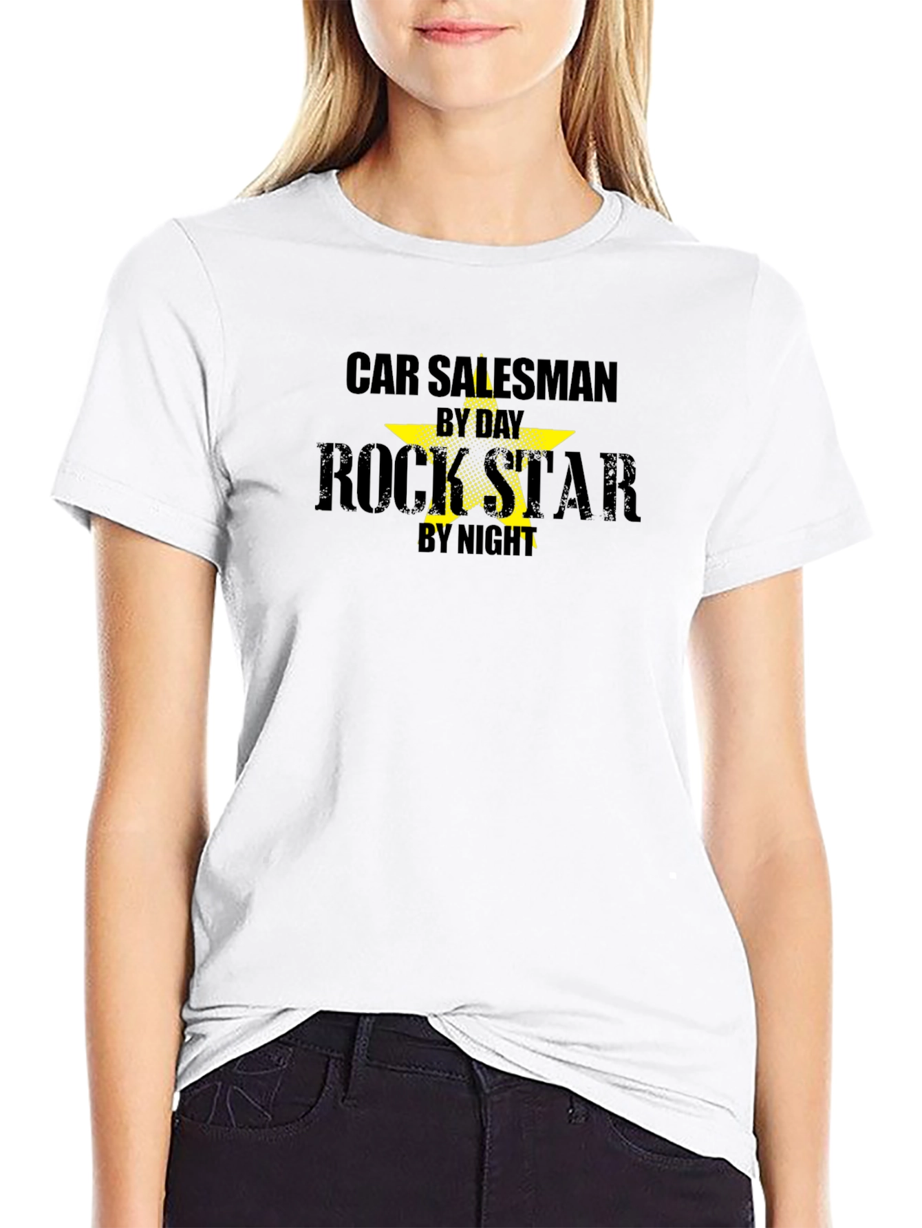 Car Salesman by Day Rockstar by Night Black T-Shirt
