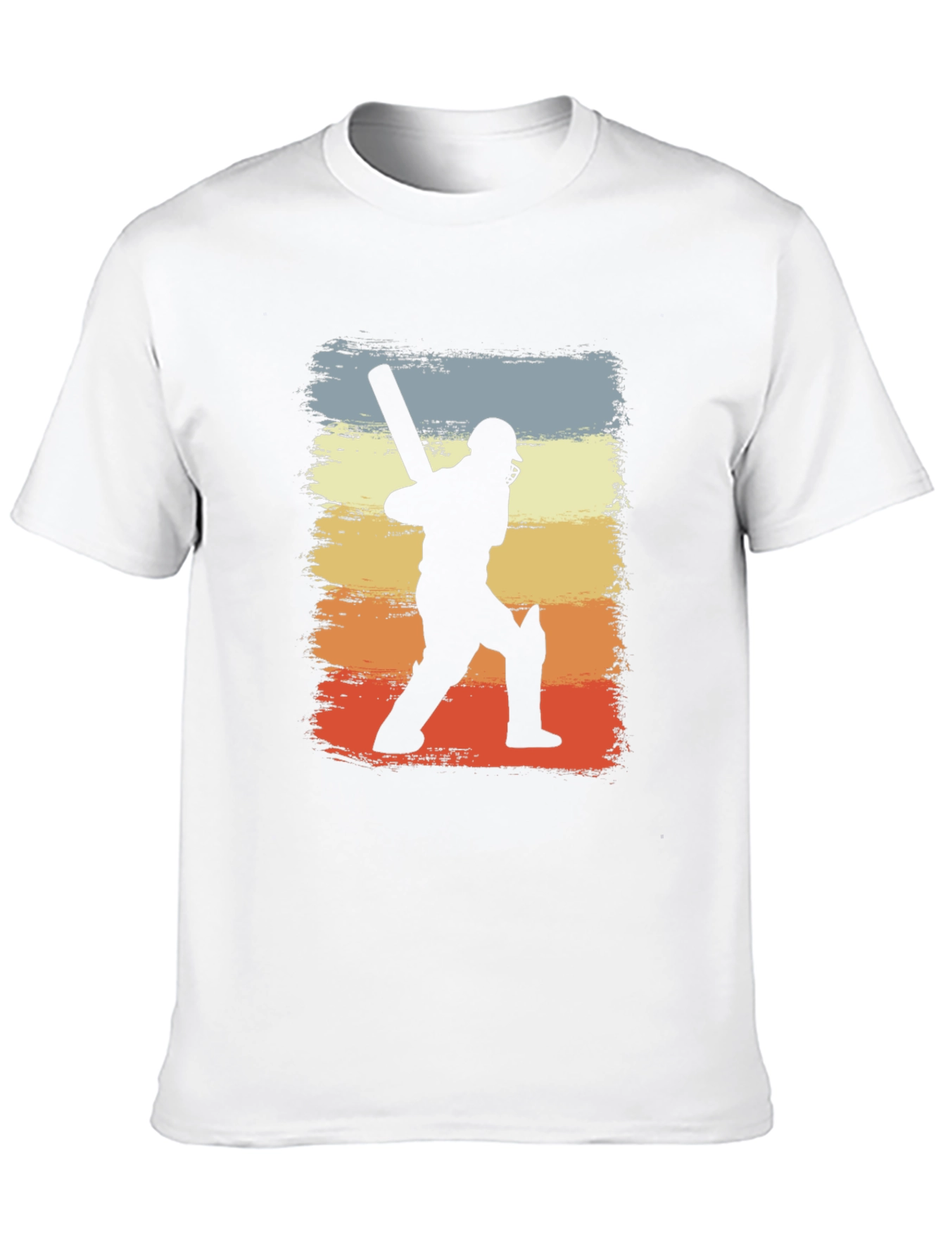 Cricket Player Silhouette Retro Graphic T-Shirt