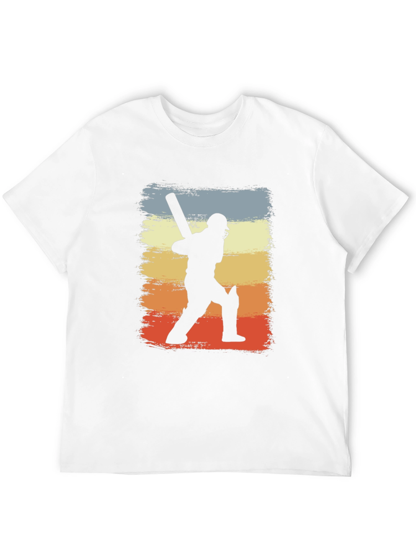 Cricket Player Silhouette Retro Graphic T-Shirt