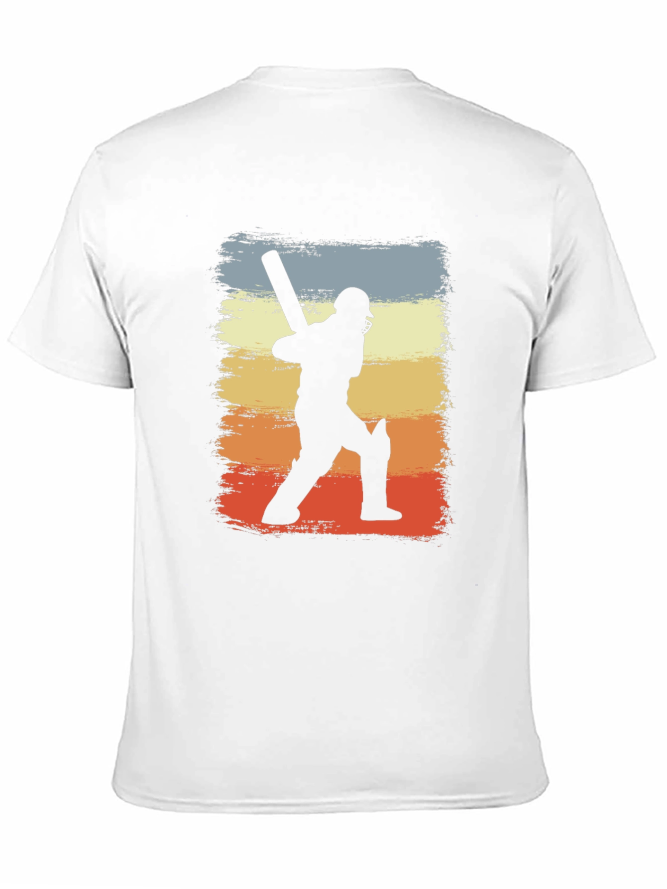 Cricket Player Silhouette Retro Graphic T-Shirt