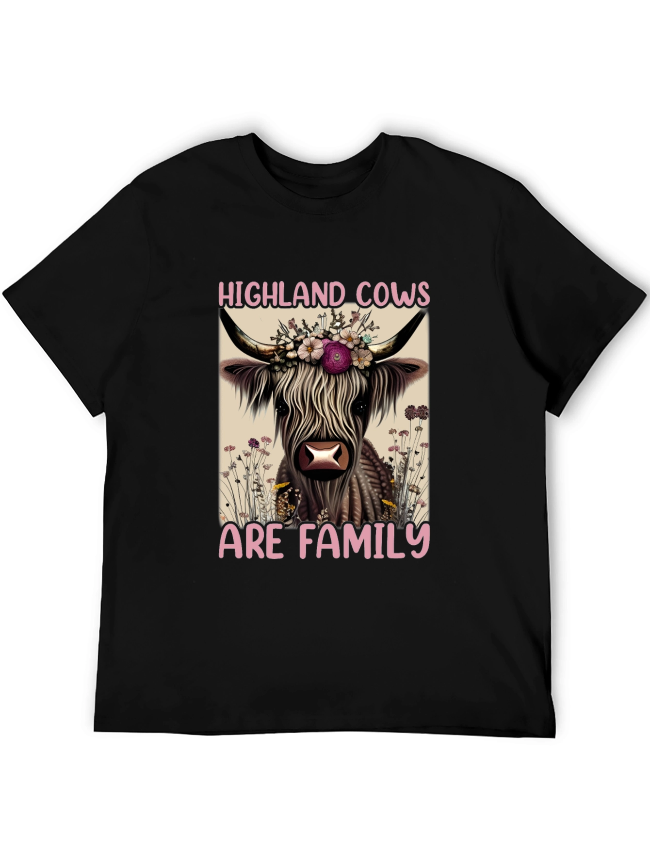 Highland Cows Are Family Black T-Shirt