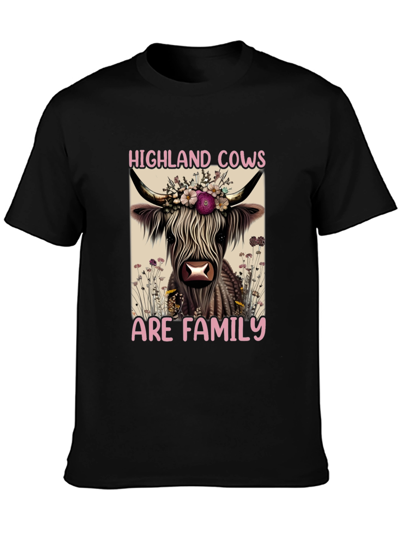 Highland Cows Are Family Black T-Shirt