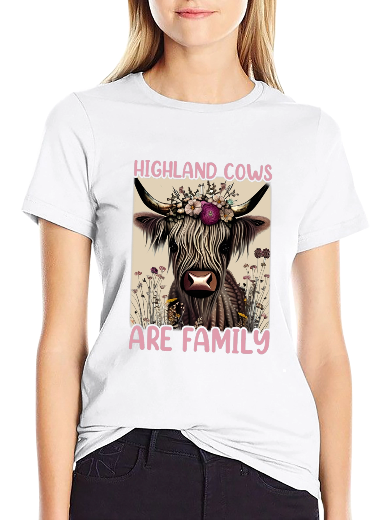Highland Cows Are Family Black T-Shirt