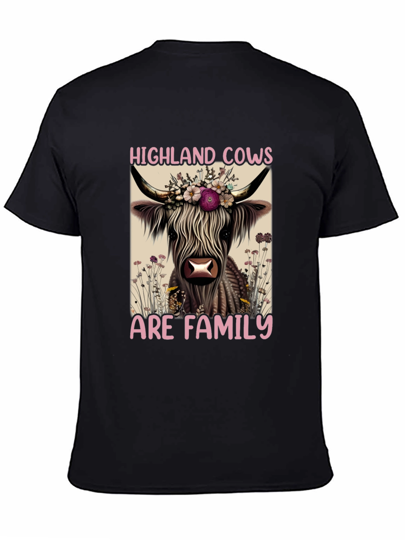 Highland Cows Are Family Black T-Shirt