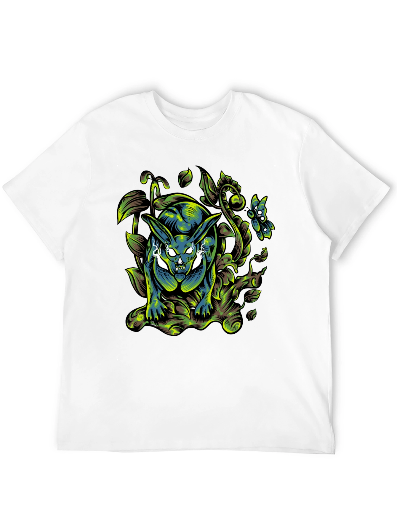 Mens Black T-Shirt with Rabbit Graphic