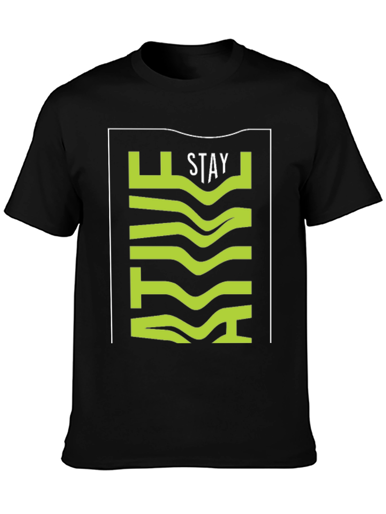 Stay Active Stylish Graphic Tee - Black Cotton