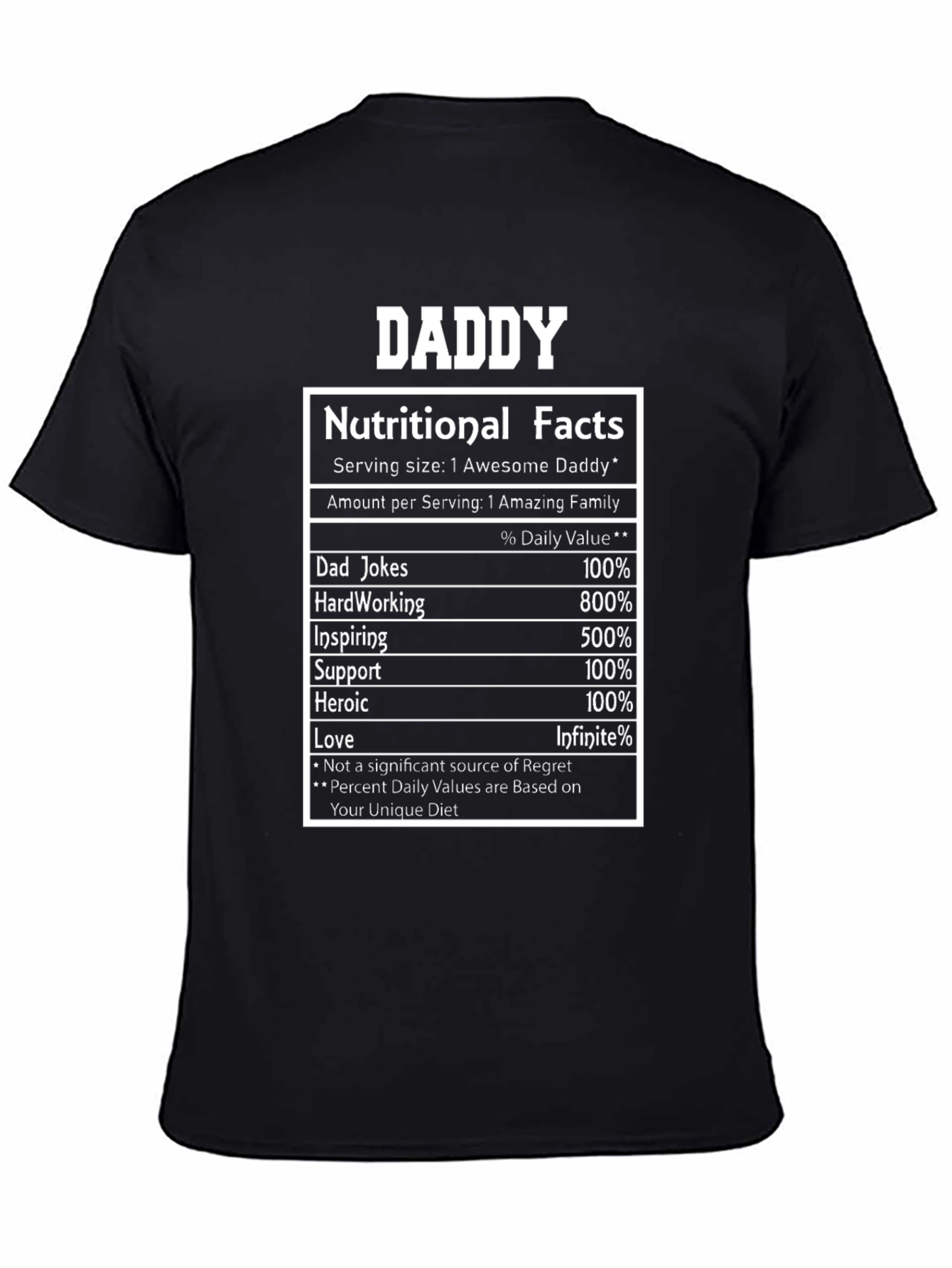 Awesome Daddy Nutritional Facts Black T-Shirt