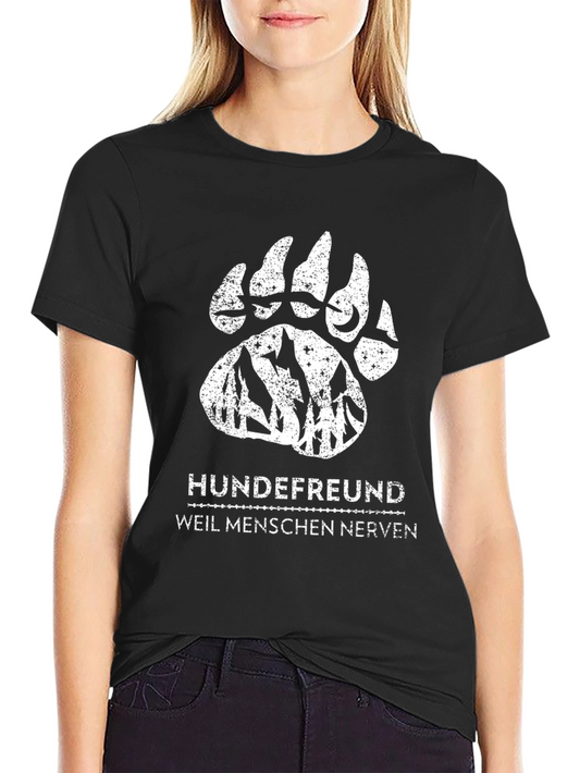 Dog Lovers T-Shirt - German Text Bear Paw Design