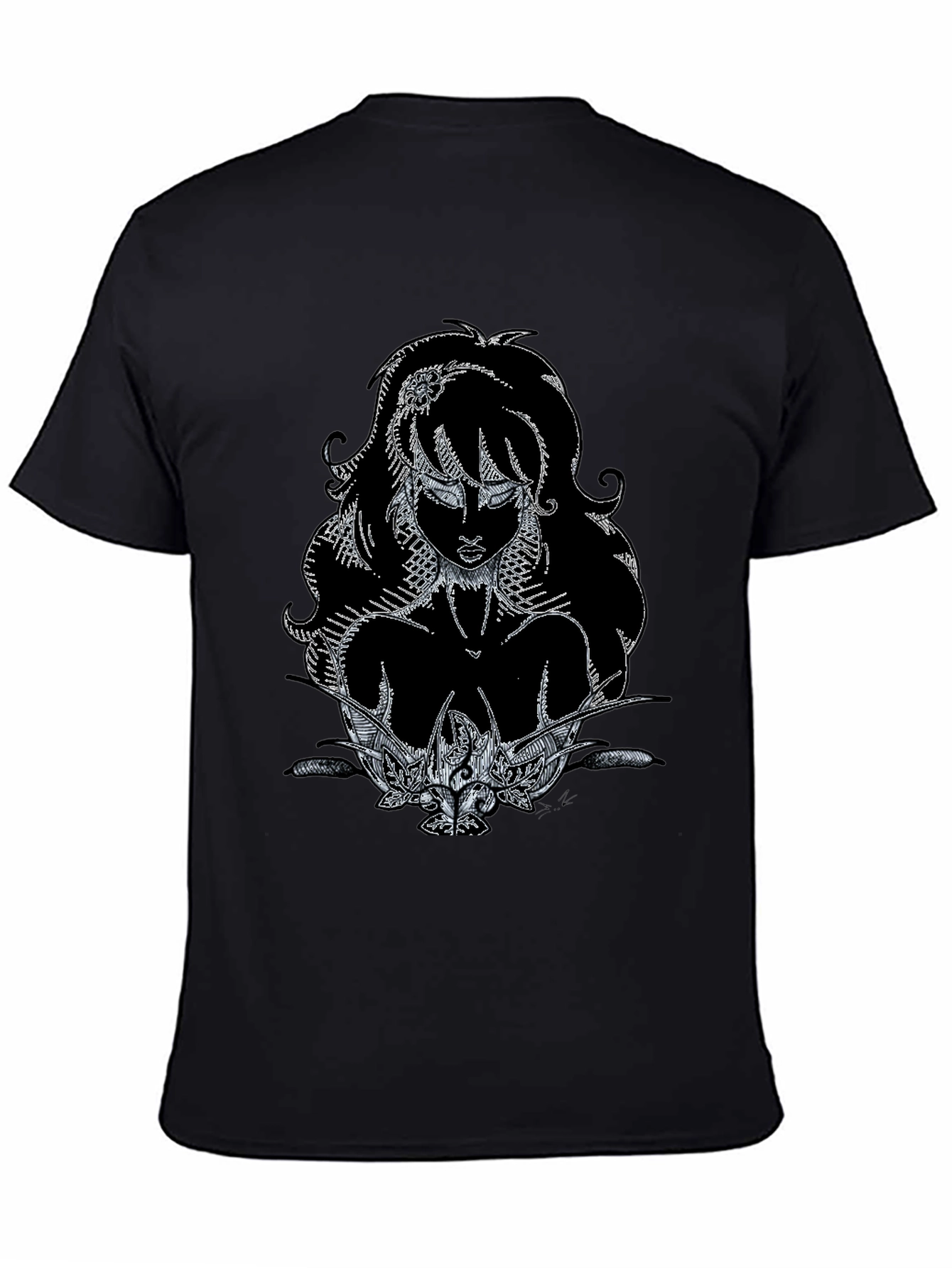 Artistic Graphic Print Black T-Shirt