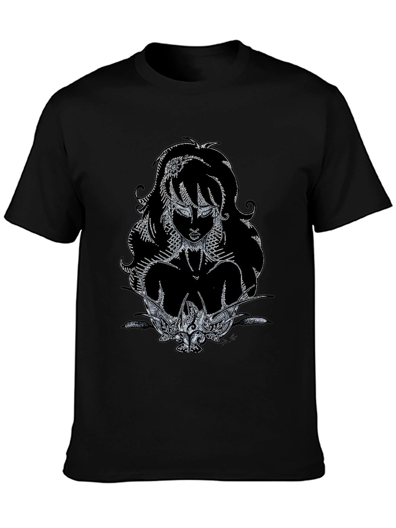 Artistic Graphic Print Black T-Shirt