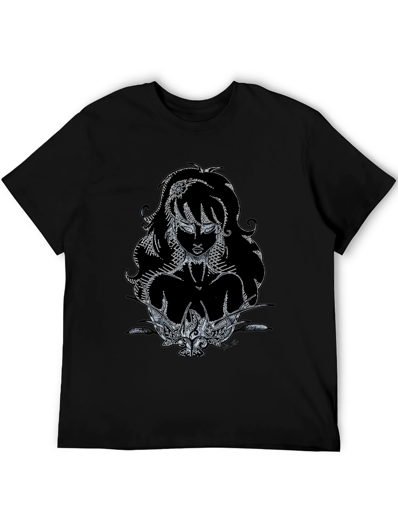 Artistic Graphic Print Black T-Shirt