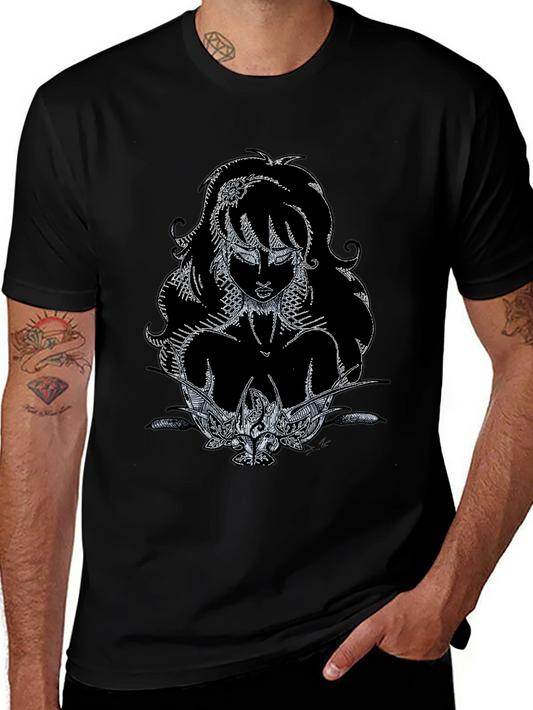 Artistic Graphic Print Black T-Shirt