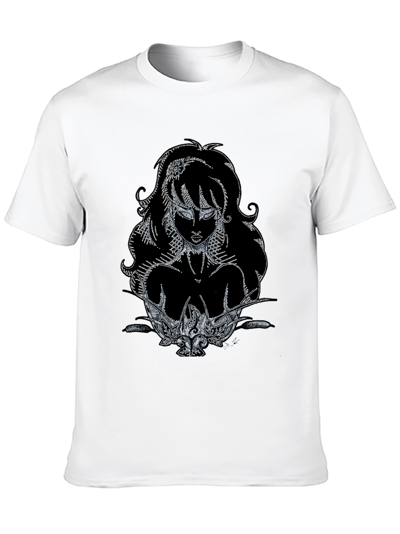 Artistic Graphic Print Black T-Shirt