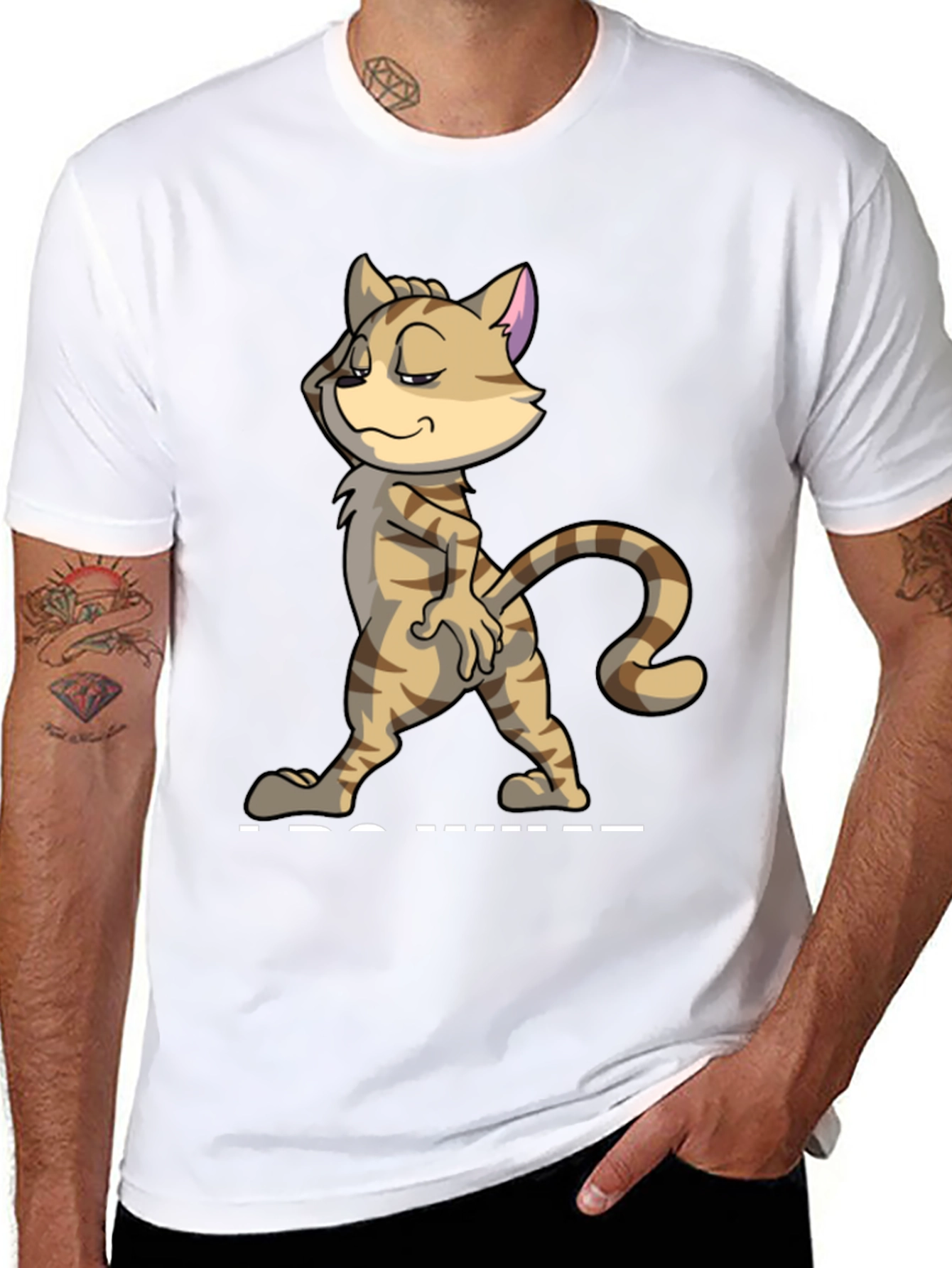 Funny Cat Strut T-Shirt - Mens Black Tee