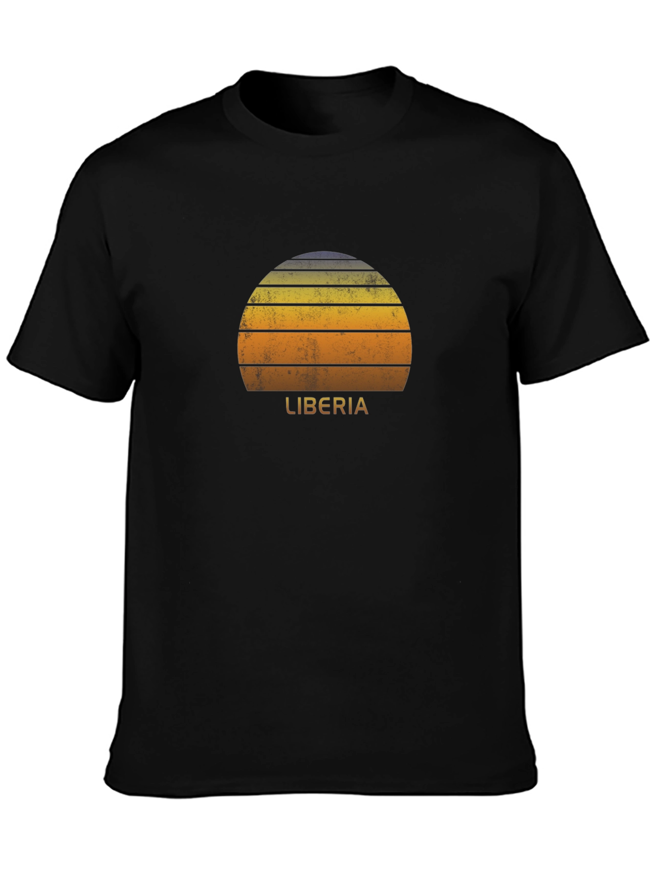 Retro Liberia Sunset Graphic Tee - Black