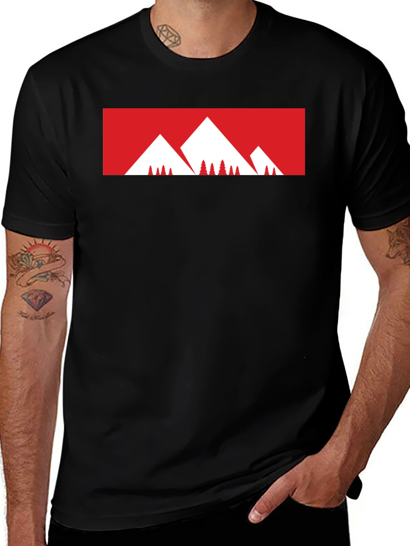 Mountain Graphic Tee - Stylish Black Cotton T-Shirt