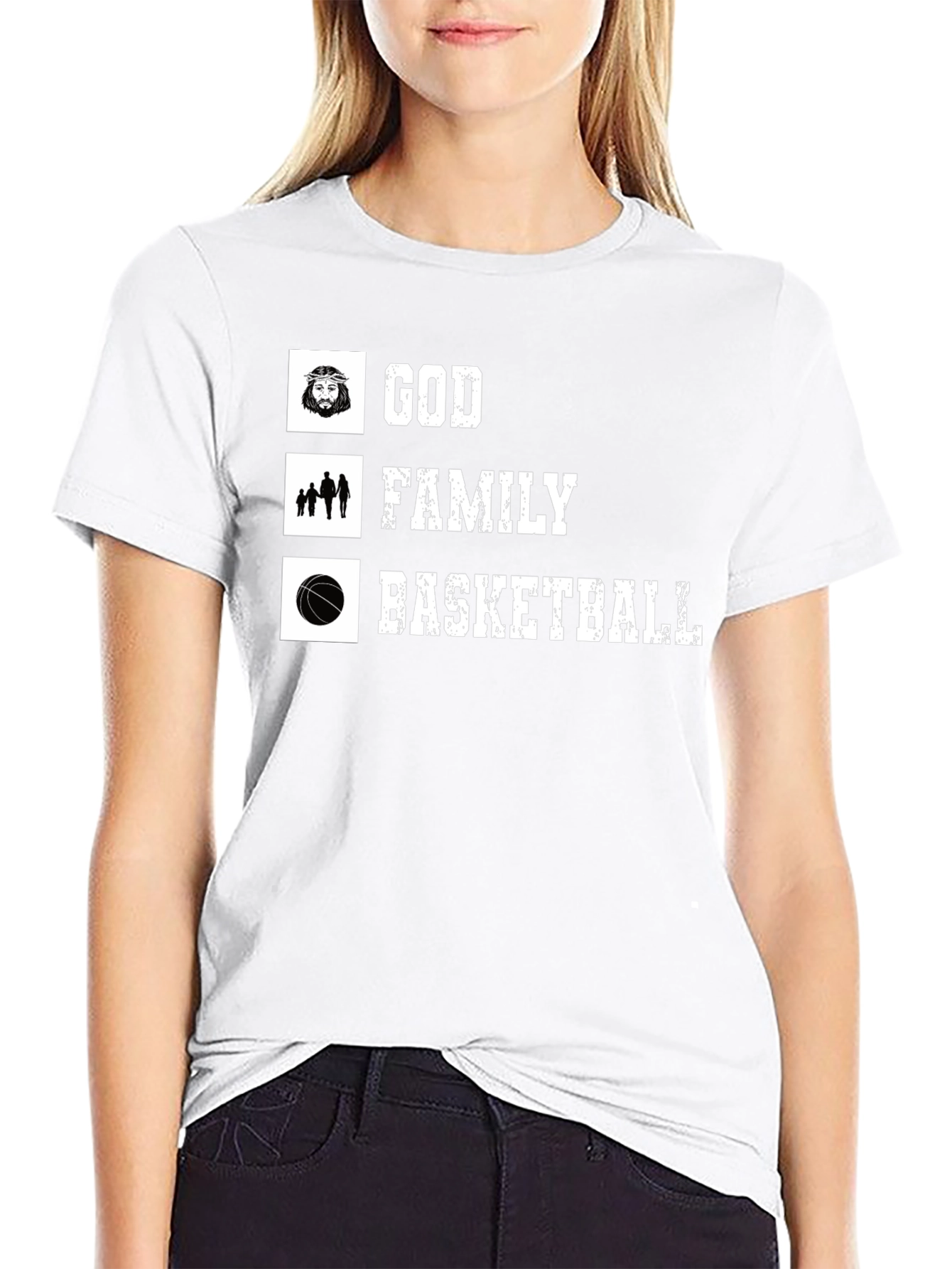God Family Basketball Black T-Shirt