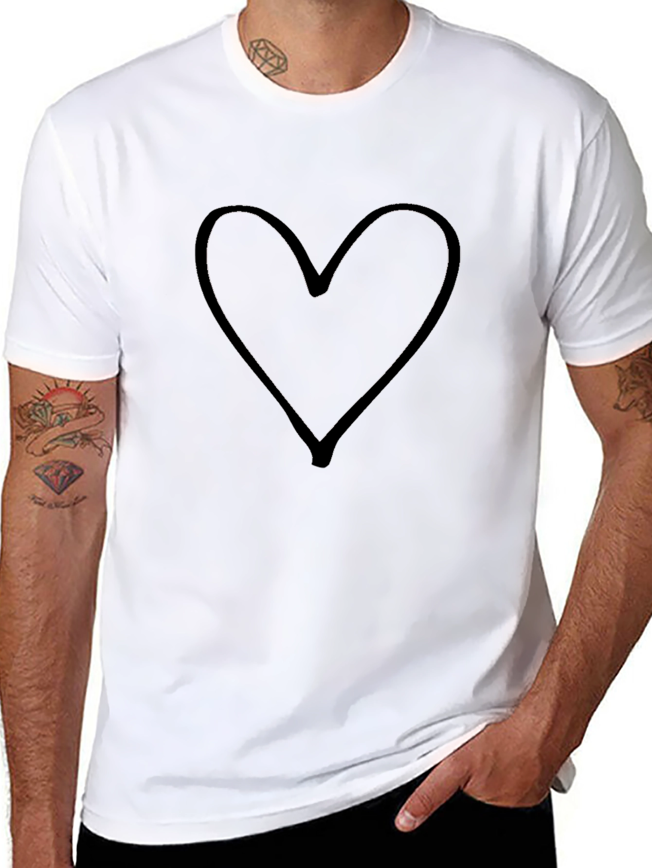 Heart Outline Black T-Shirt