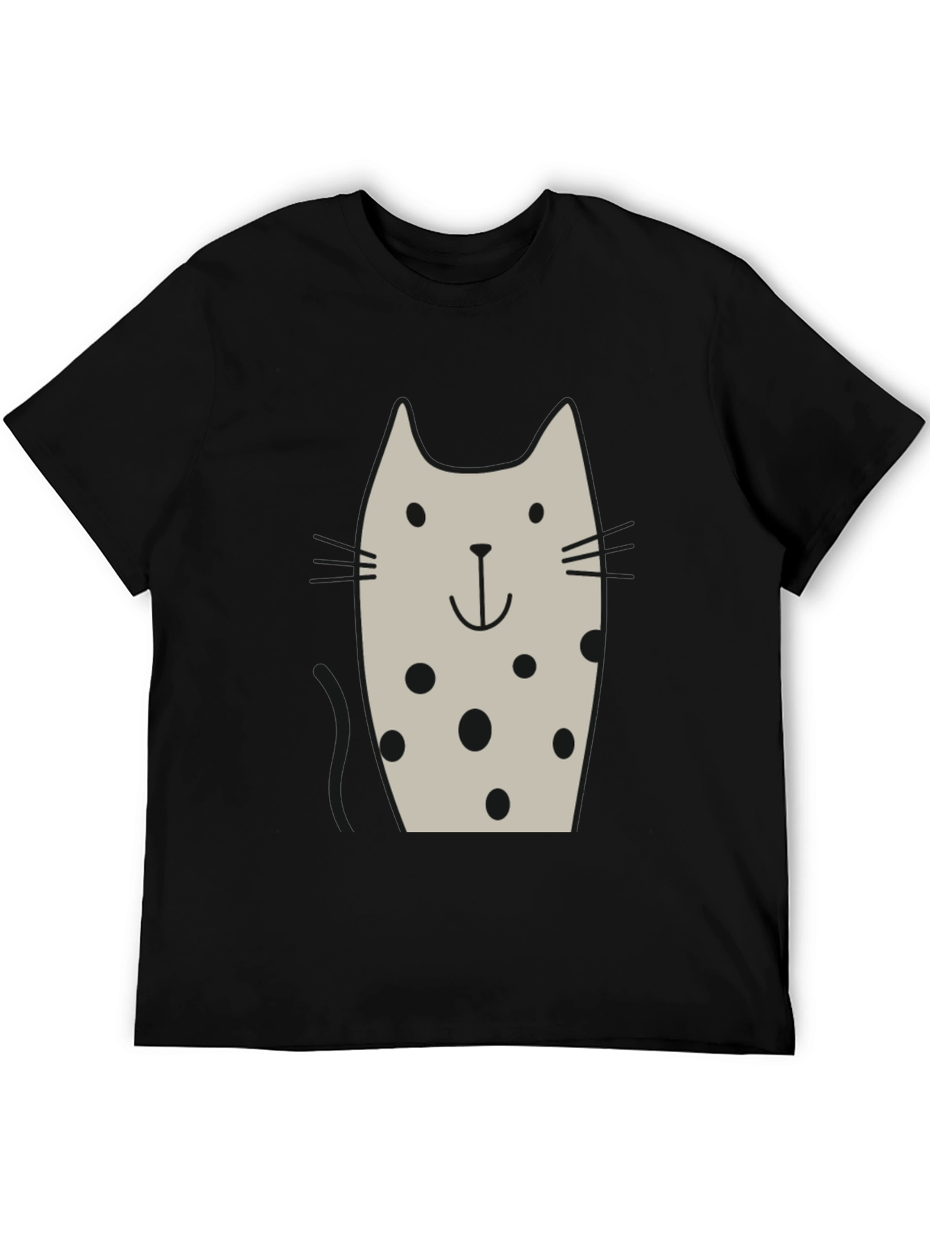 Cute Cat Polka Dot Black T-Shirt