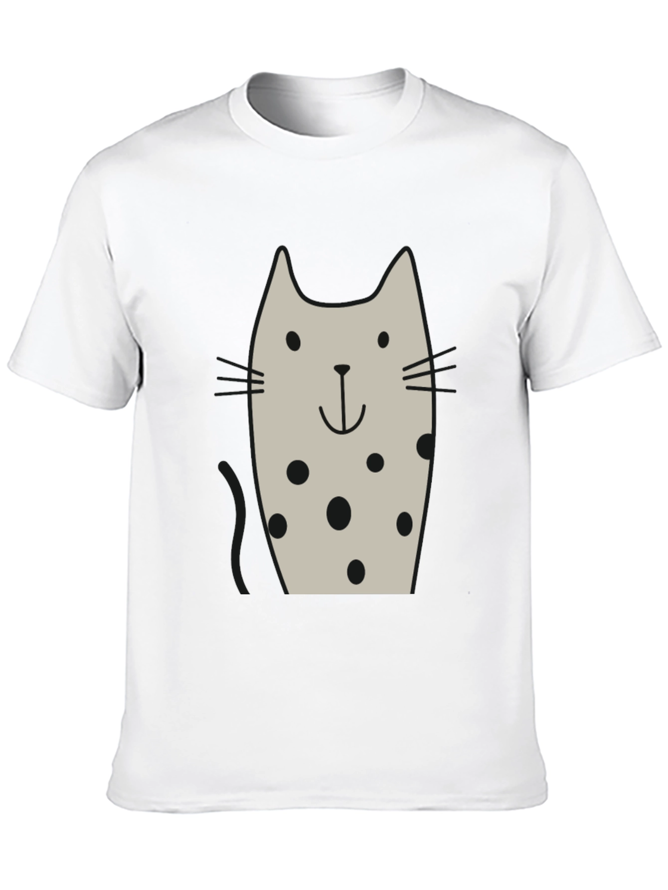 Cute Cat Polka Dot Black T-Shirt