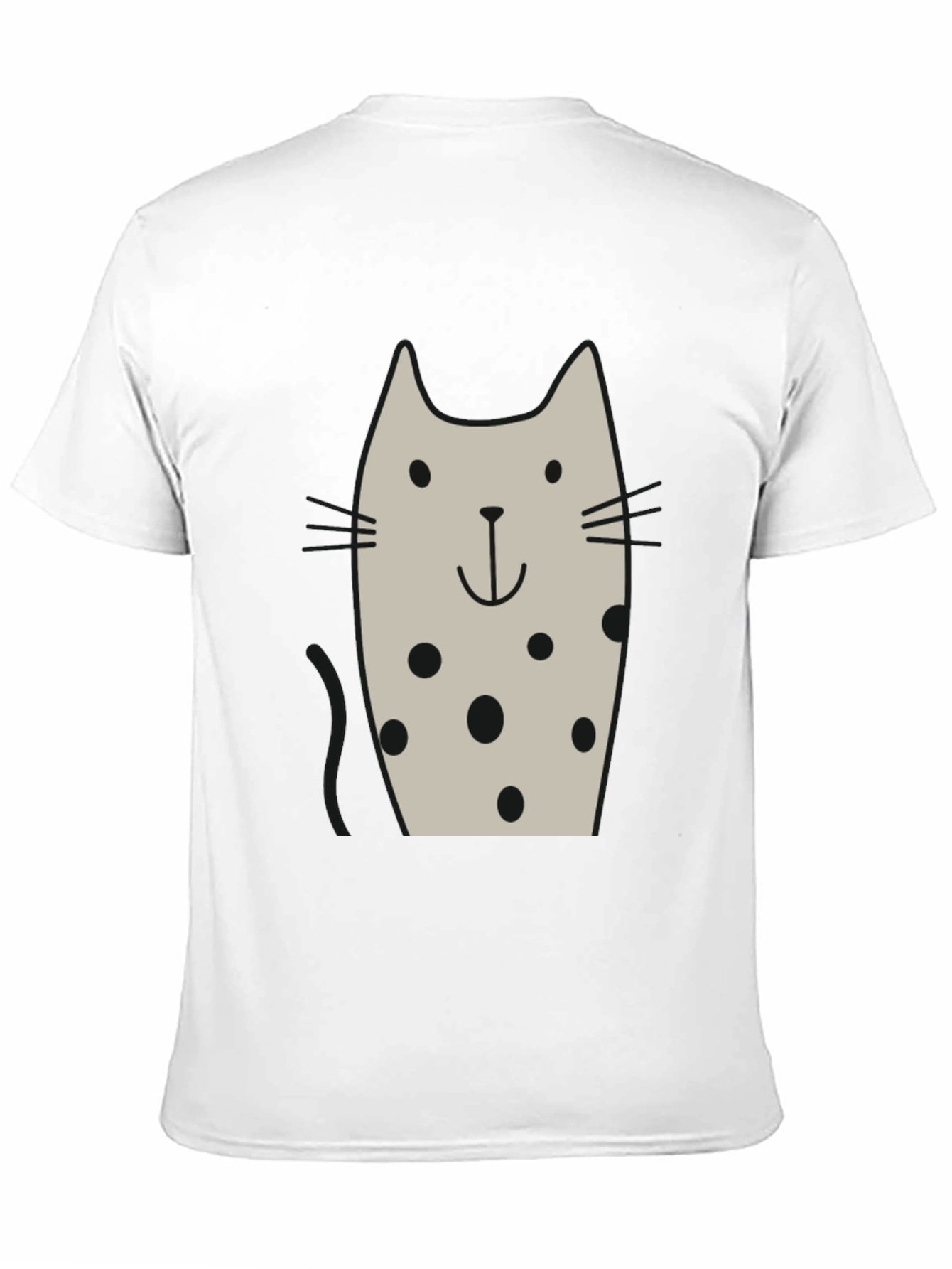 Cute Cat Polka Dot Black T-Shirt