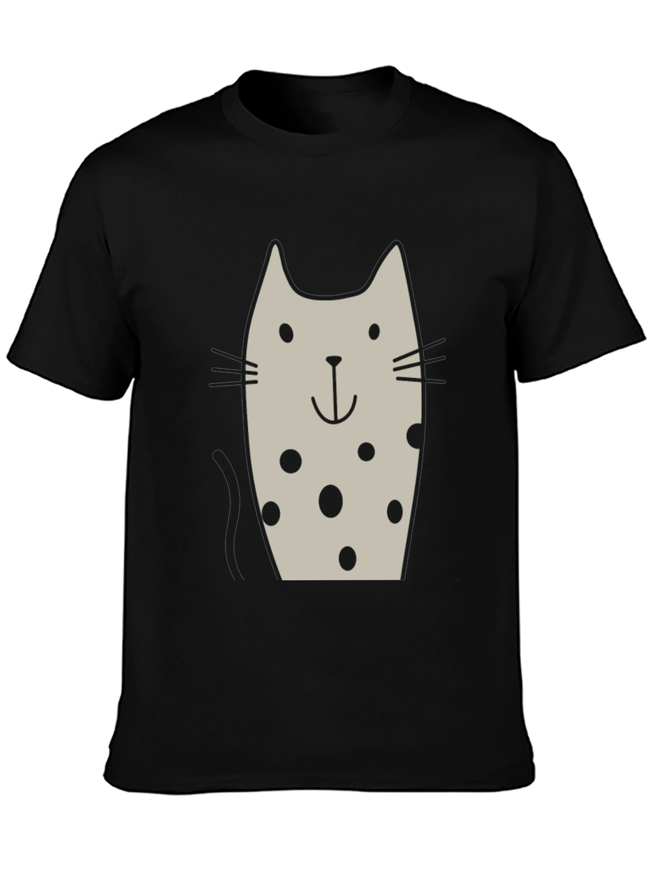 Cute Cat Polka Dot Black T-Shirt