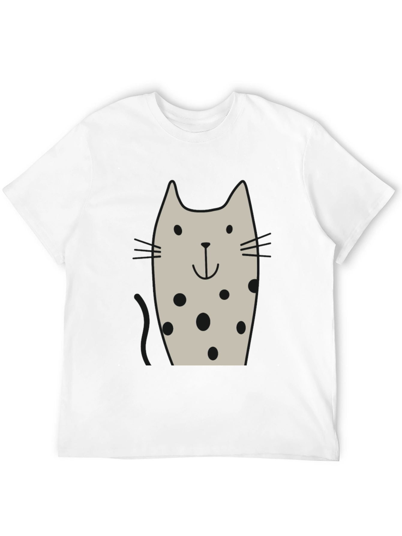 Cute Cat Polka Dot Black T-Shirt