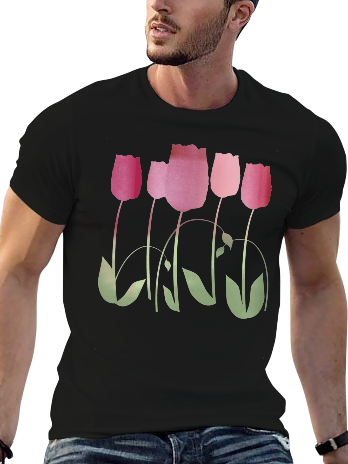 Floral Tulips Print T-Shirt