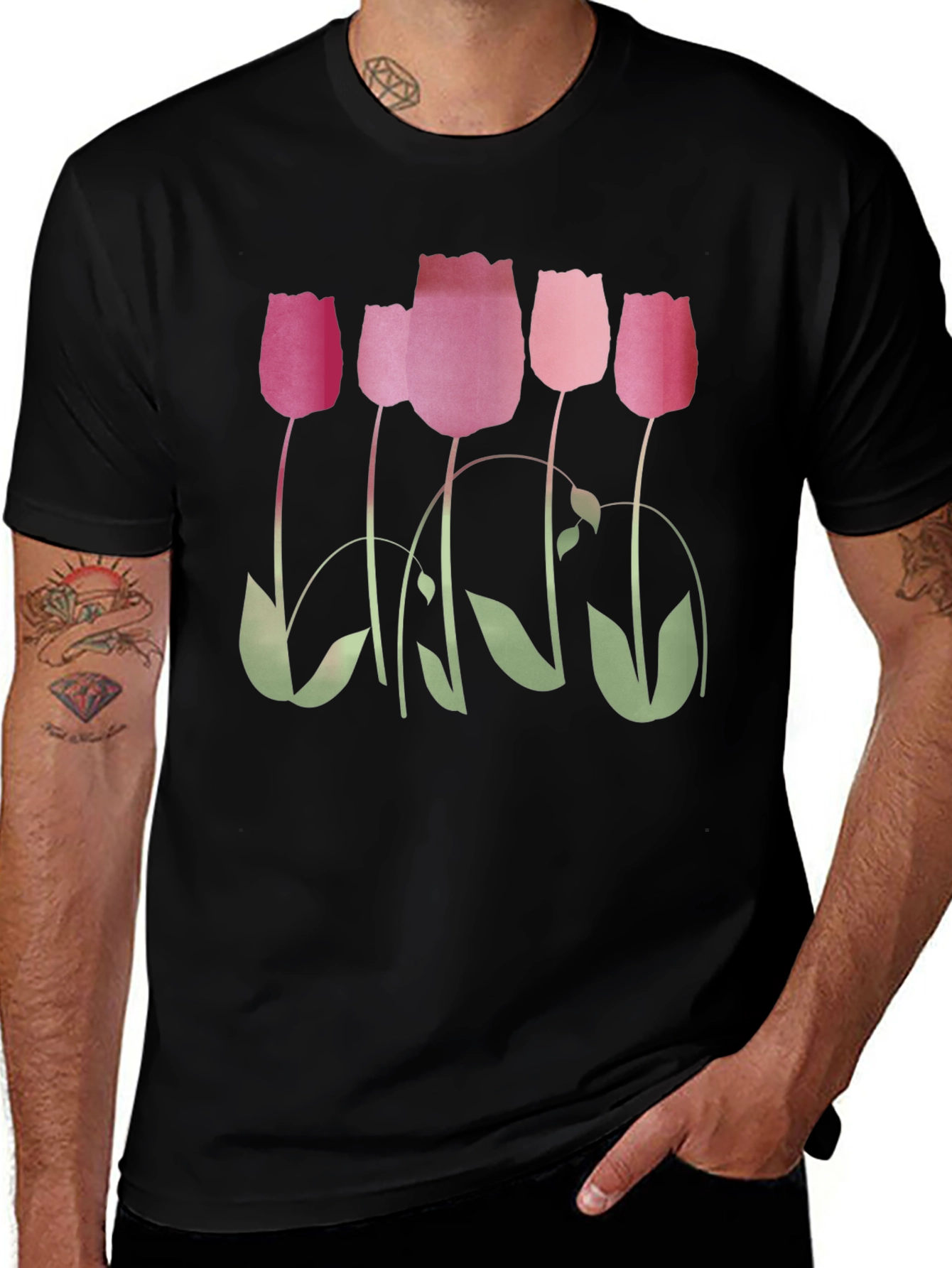 Floral Tulips Print T-Shirt