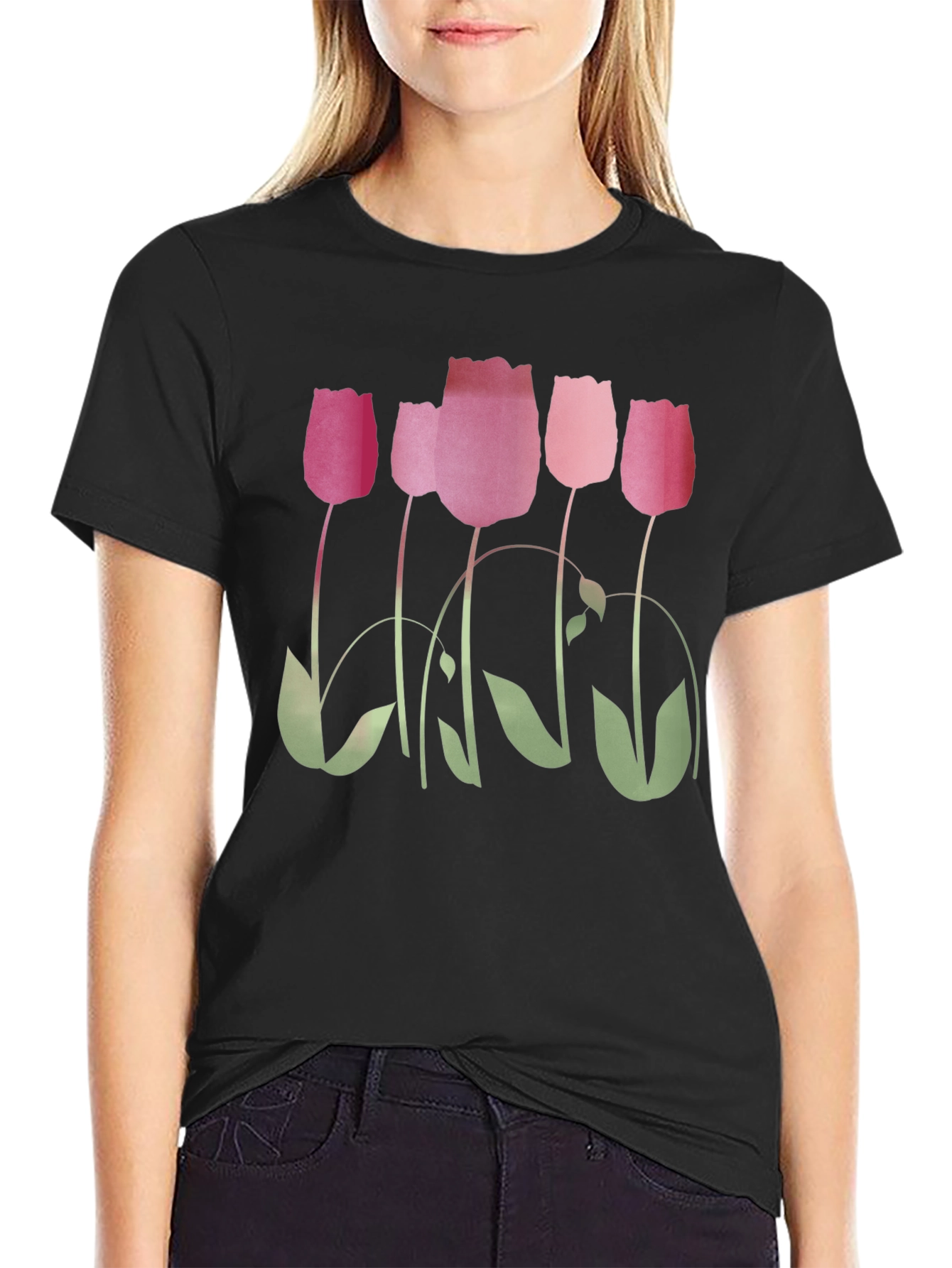 Floral Tulips Print T-Shirt