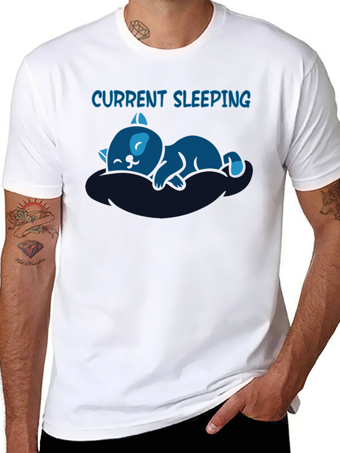Cute Kitten Current Sleeping Graphic Tee - Unisex