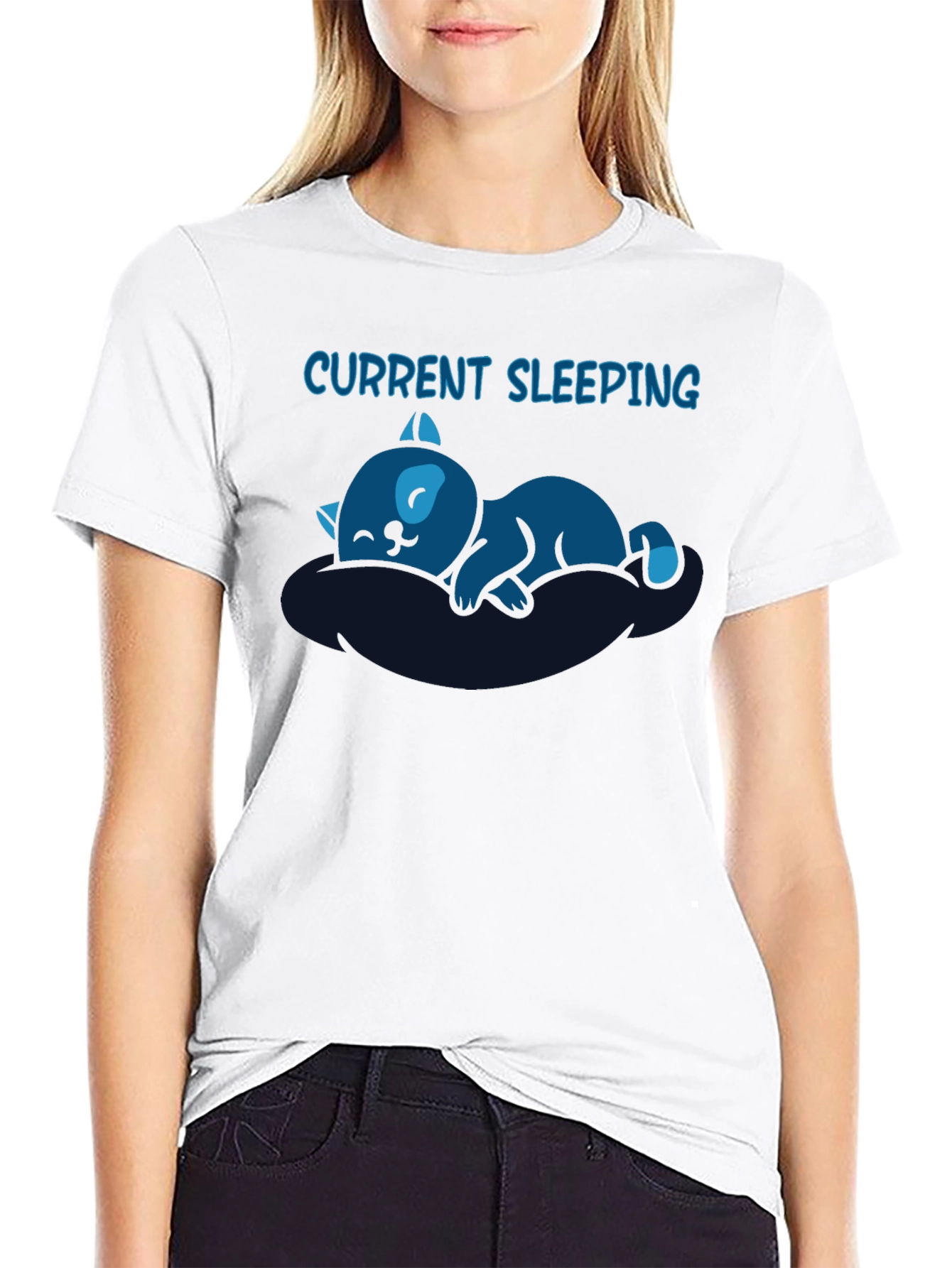 Cute Kitten Current Sleeping Graphic Tee - Unisex