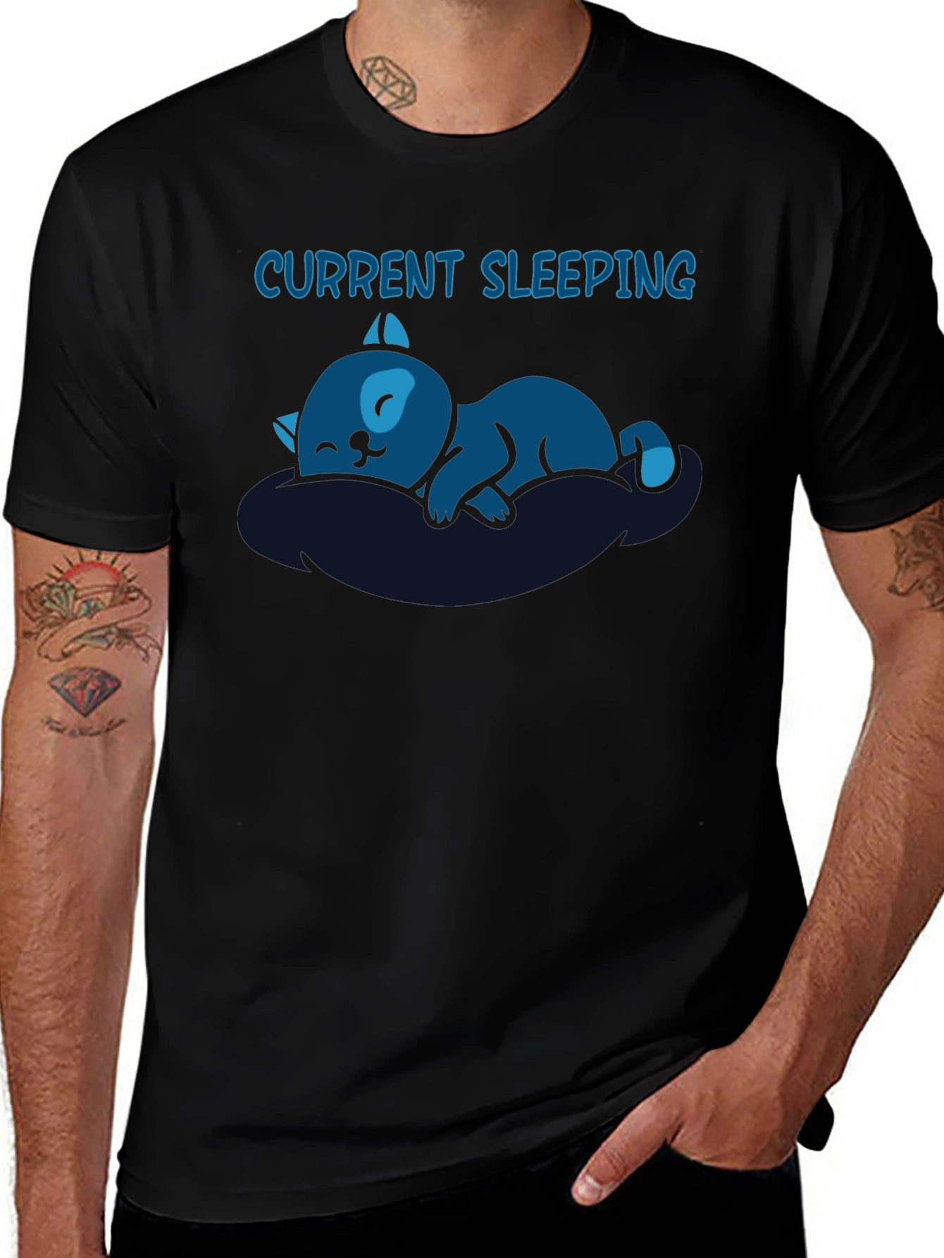 Cute Kitten Current Sleeping Graphic Tee - Unisex